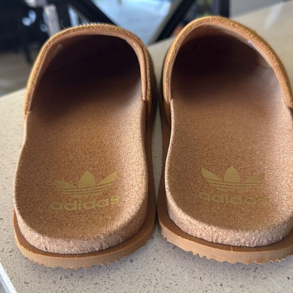 adidas Women’s Slide Sandals in Tan/Gold - Picture 11 of 14
